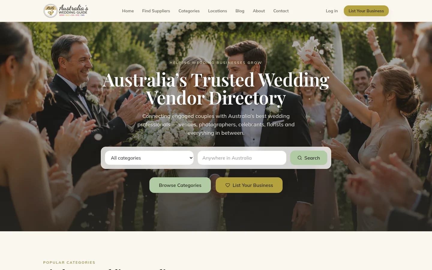Australia's Wedding Guide — website screenshot