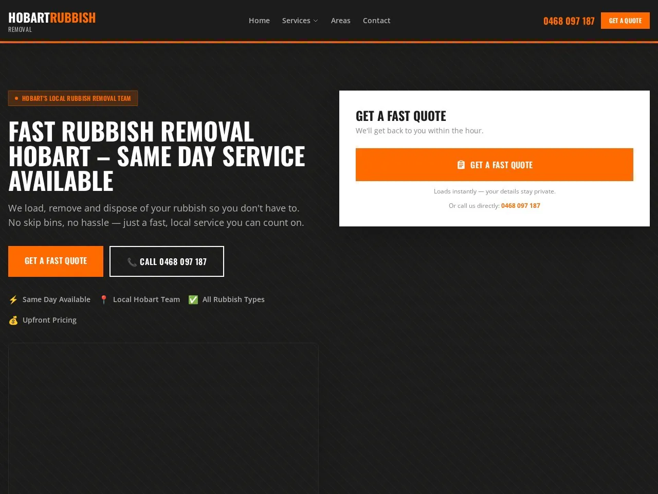 Hobart Rubbish Removal — website screenshot